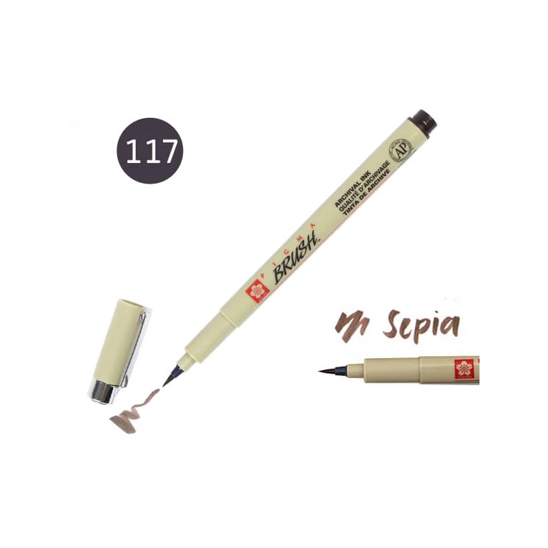 Marker tip pensulă Sakura Pigma Brush  - sepia