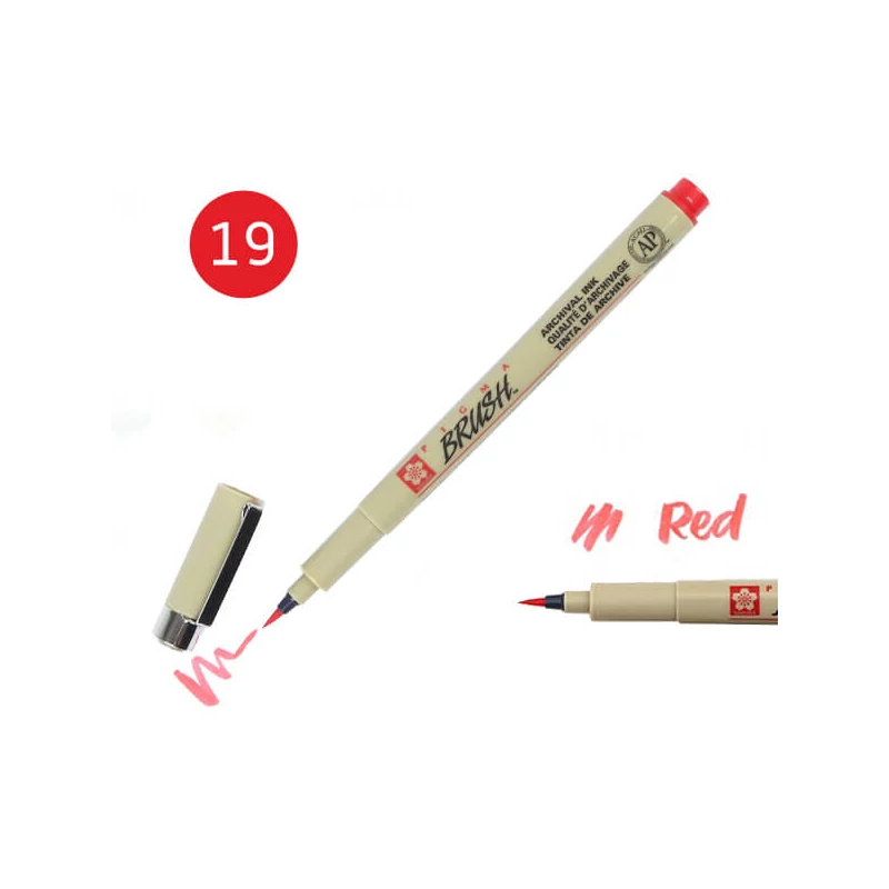 Marker tip pensulă Sakura Pigma Brush  - red