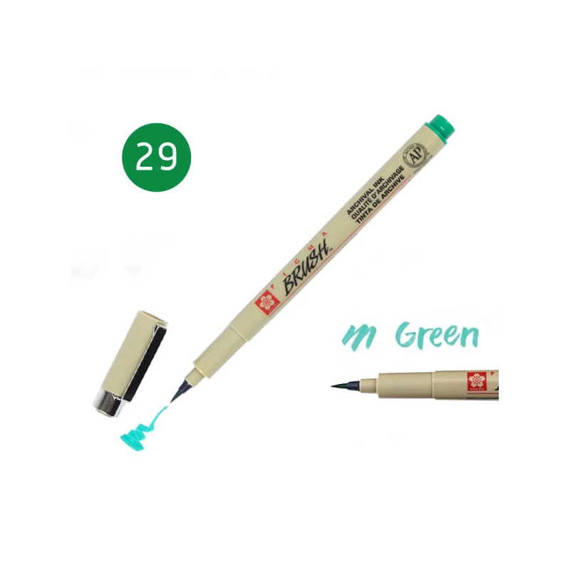 Marker tip pensulă Sakura Pigma Brush  - green