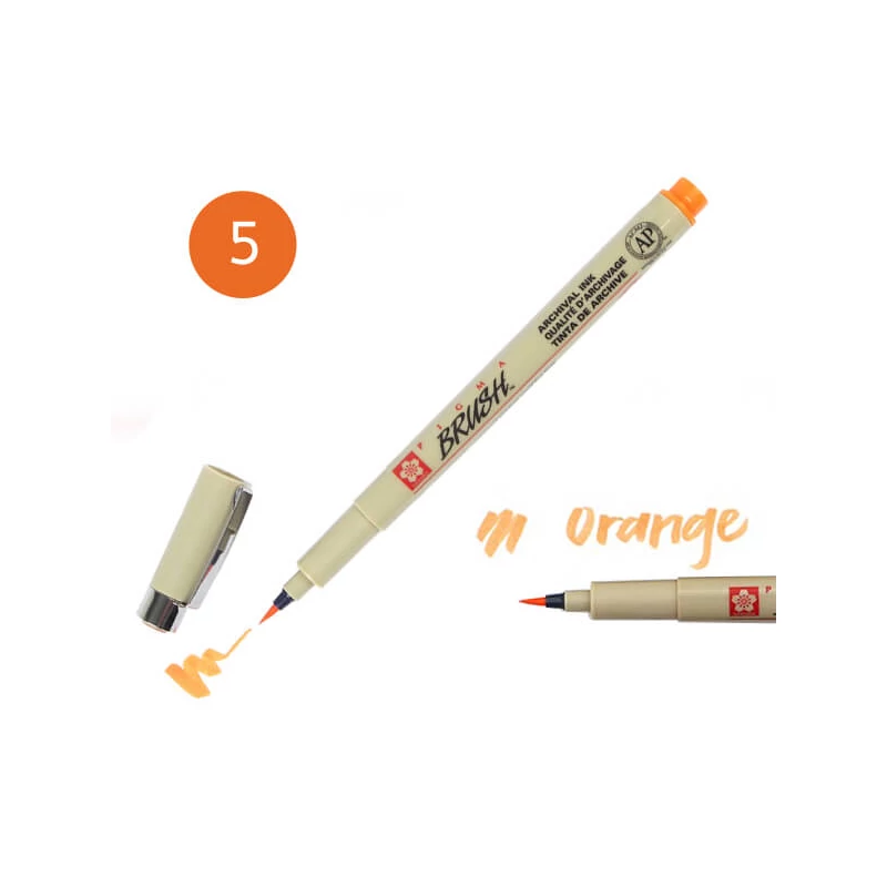 Marker tip pensulă Sakura Pigma Brush  - orange