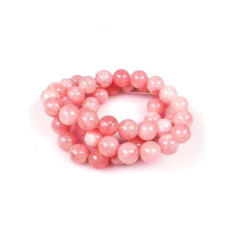 Ásványgyöngy - Jégkvarc, pink, 8 mm, 37 cm