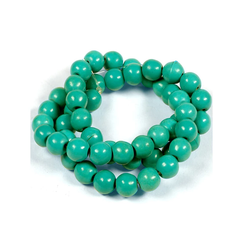 Perle din minerale , reconstruite - Turcoaz, verde, 8 mm, 1 șir