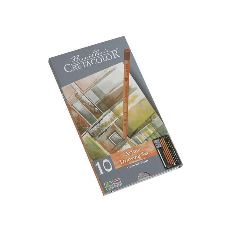 Set de desen și schiță  Cretacolor Artino, 10 bucati, cutie metalica