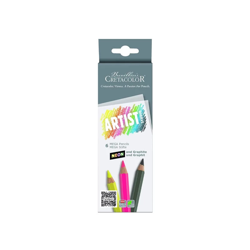 Set creioane Cretacolor Artist Studio Mega, 6 buc., neon + grafit
