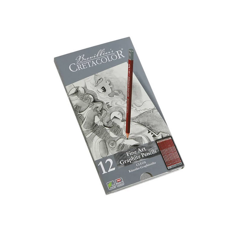 Set creioane grafit Cretacolor Fine Art Graphite - 12 buc, cutie metalica