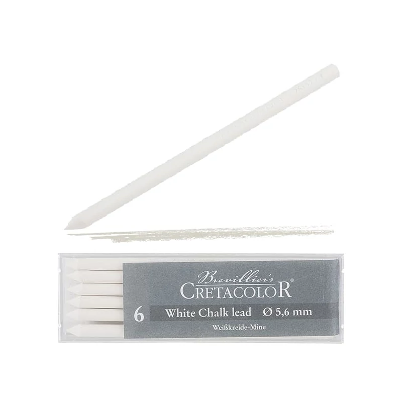 Mină creion mecanic Cretacolor, 5,6 mm - pastel alb, 6 buc