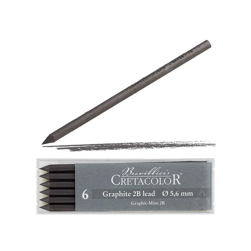 Mină creion mecanic  Cretacolor, 5,6 mm - grafit, 2B, 6 buc