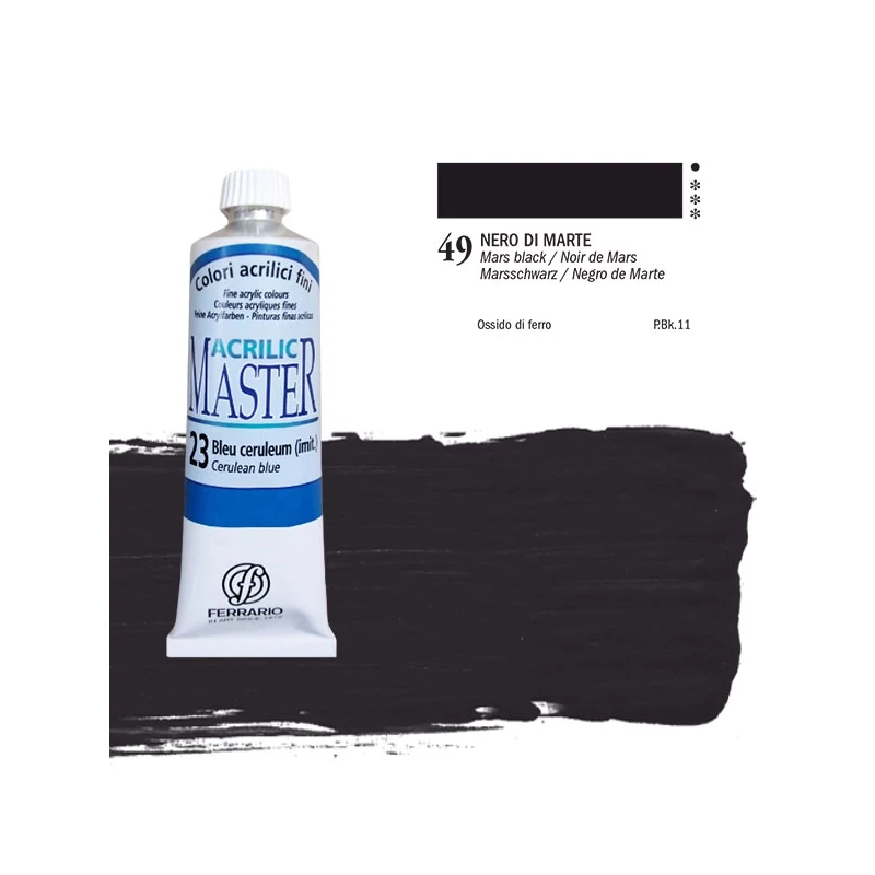 Ferrario Master vopsea acrilică, 60 ml - 49, mars black