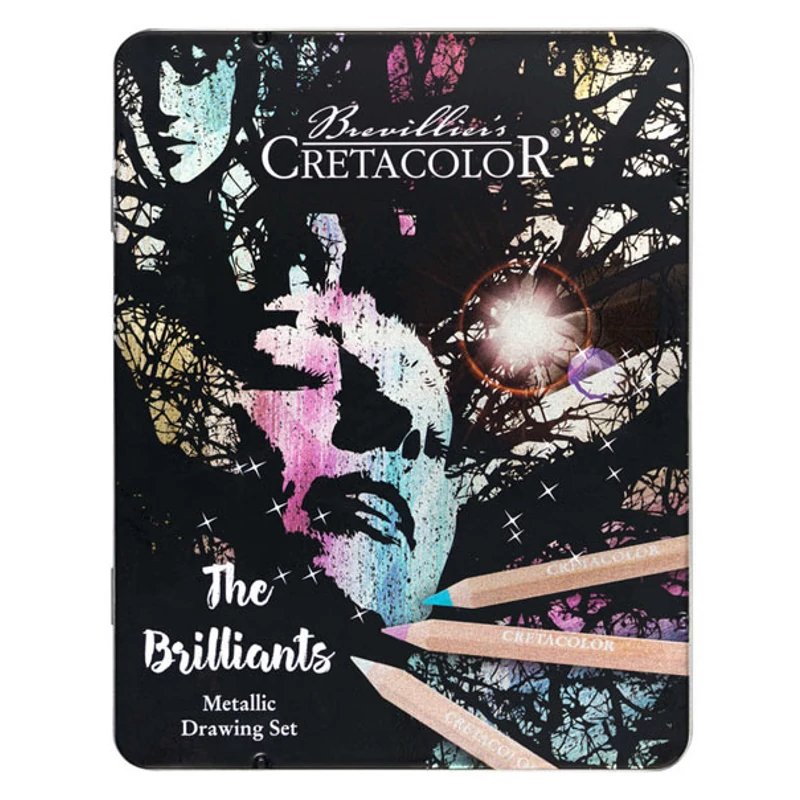 Set creioane colorate Cretacolor MegaColor The Brilliants - 12 buc, culori metalice