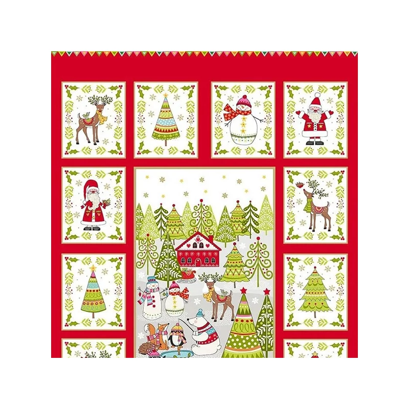 Material Patchwork - Makower - Festive Christmas 2019 2106-1 Panel, 60cm