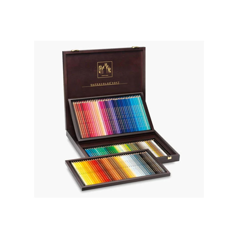 Set creioane acuarelă Caran d'Ache Supracolor Soft - 120 buc, cutie din lemn