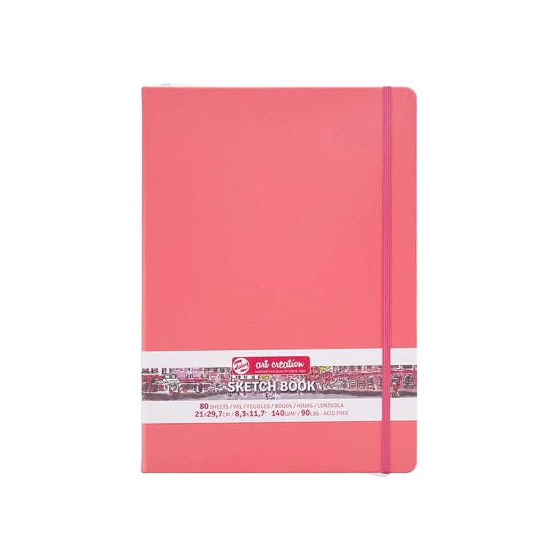 Caiet de desen și schițe Talens Art Creation Sketch Book,  140 g, 80 coli  - A4, coral
