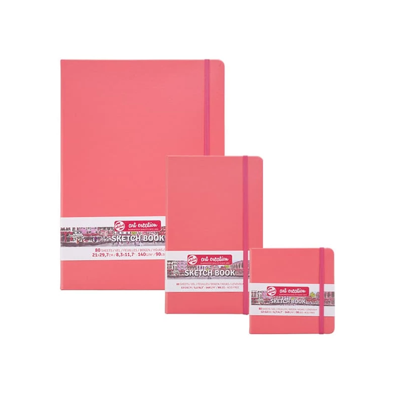Caiet de desen și schițe Talens Art Creation Sketch Book,  140 g, 80 coli  - A4, coral