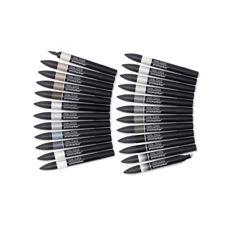 Set markere cu alcool cu două vârfuri - 24+1 buc, black & grey wallet