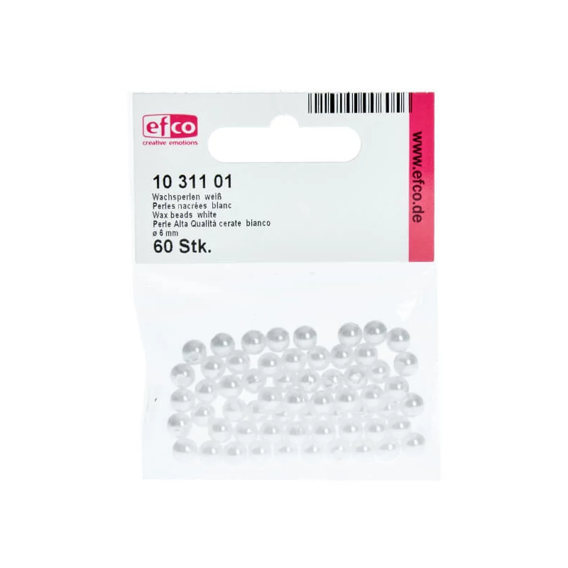 Tekla akril viaszgyöngy, 6 mm, 60 db - fehér