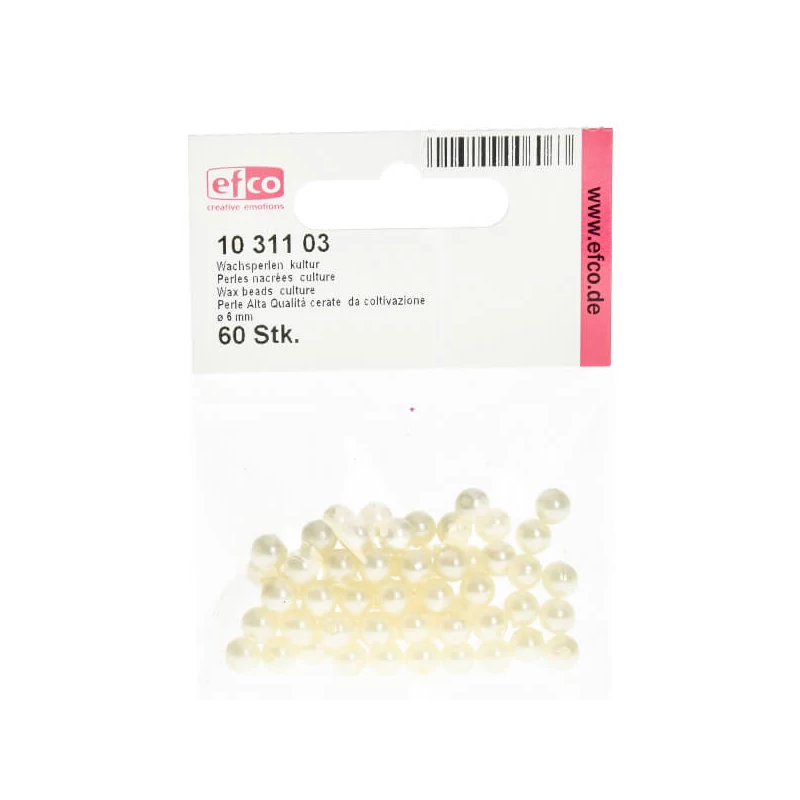 Mărgele de ceară acrilică Tekla, 6 mm, 60 buc - ecru