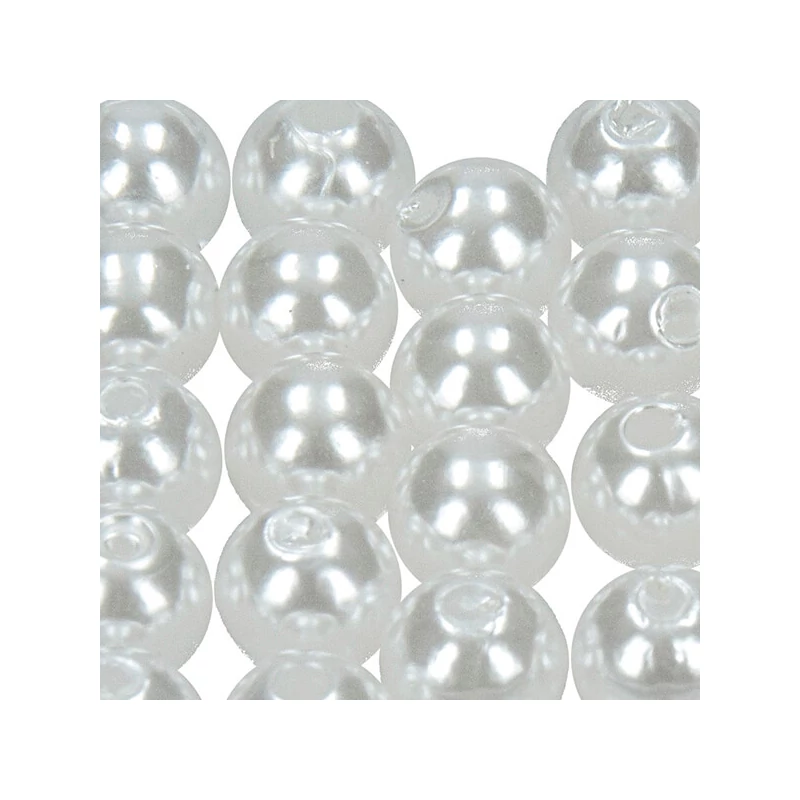 Mărgele de ceară acrilică Tekla, 8 mm, 32 buc - alb