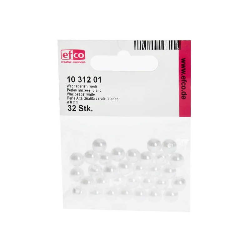 Mărgele de ceară acrilică Tekla, 8 mm, 32 buc - alb