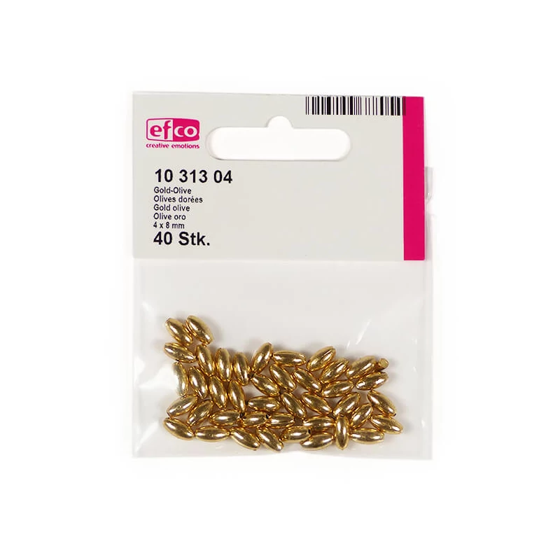 Mărgele în formă de boabe de ovăz, 4x8 mm - auriu