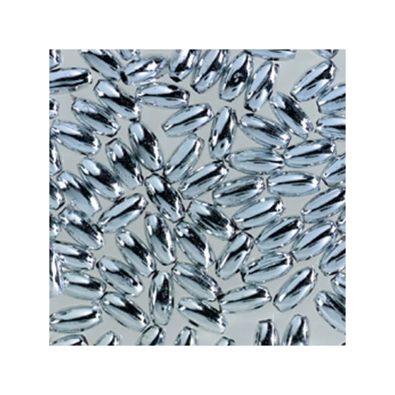 Mărgele în formă de boabe de ovăz, 3x6 mm - argintiu