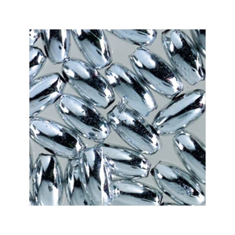 Mărgele în formă de boabe de ovăz, 4x8 mm - argintiu