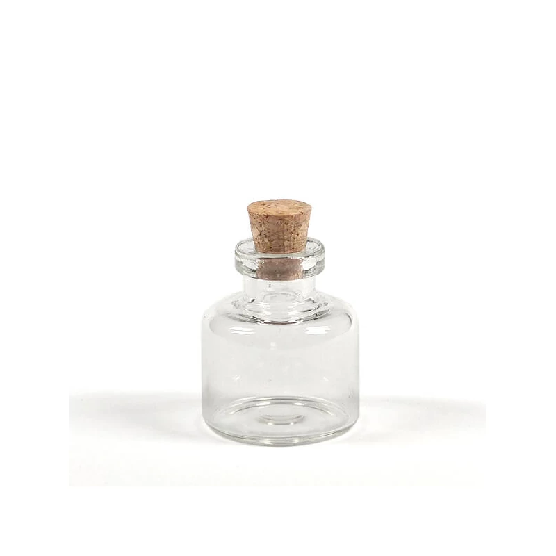 Set fiole de sticlă cu dop de plută - mini, 2,2x2,5 cm