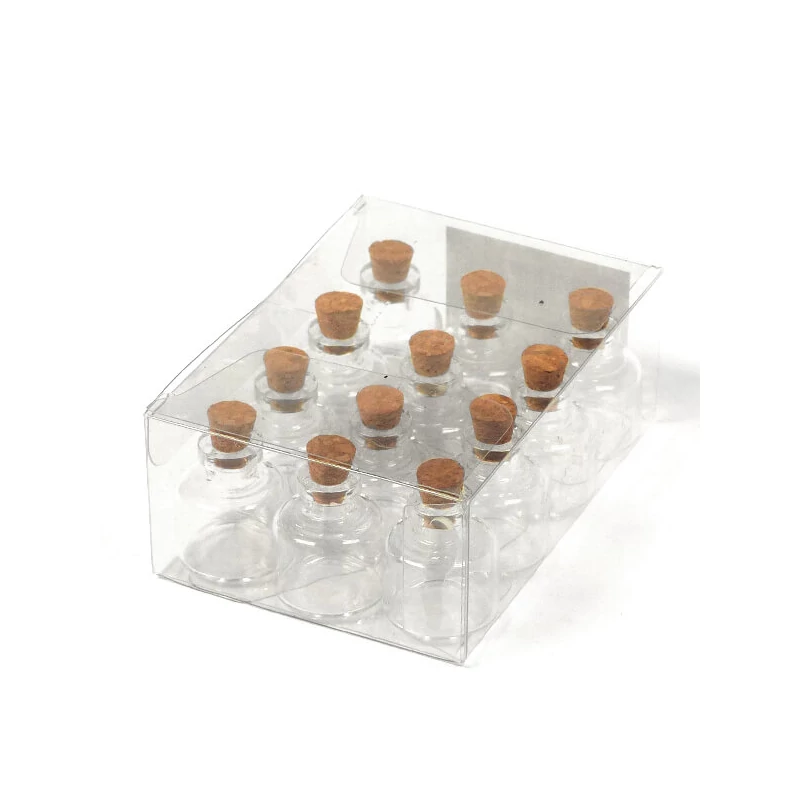 Set fiole de sticlă cu dop de plută - mini, 2,2x2,5 cm