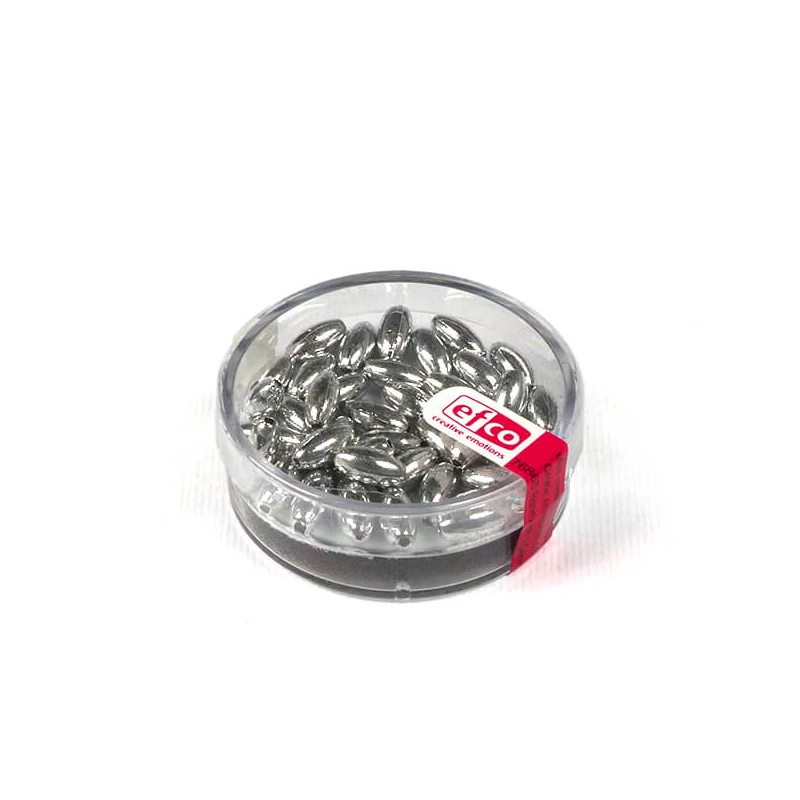 Mărgele în formă de boabe de ovăz, 4x8 mm - argintiu, în cutie