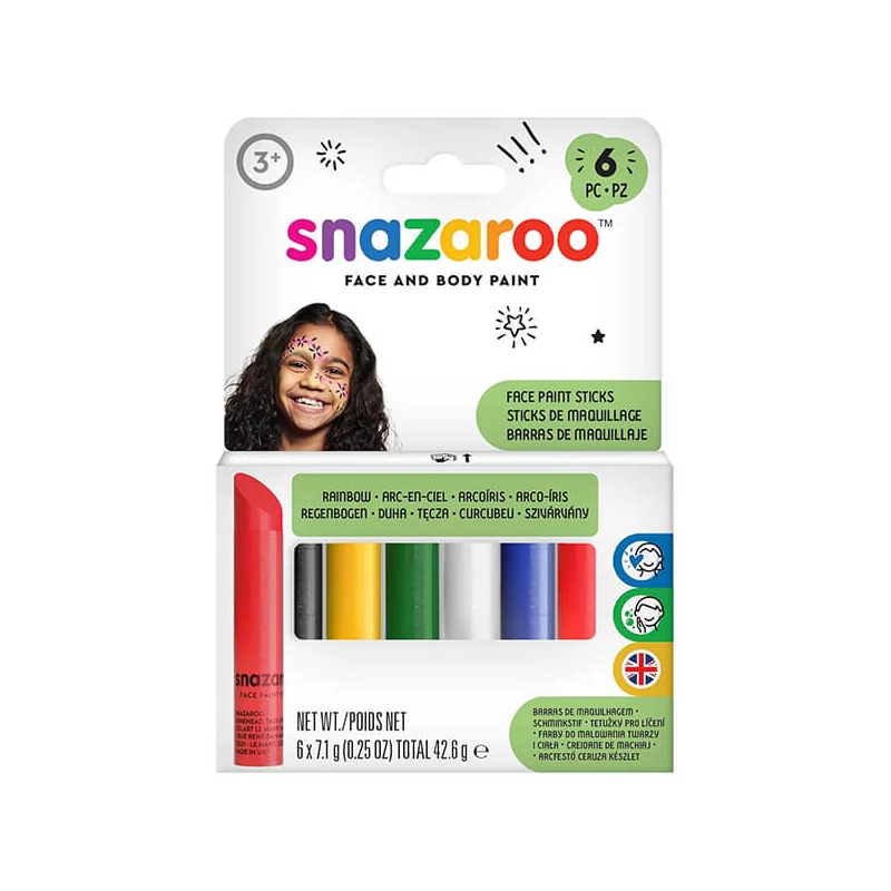 Snazaroo Set crete pentru pictură facială - 6 culori, curcubeu