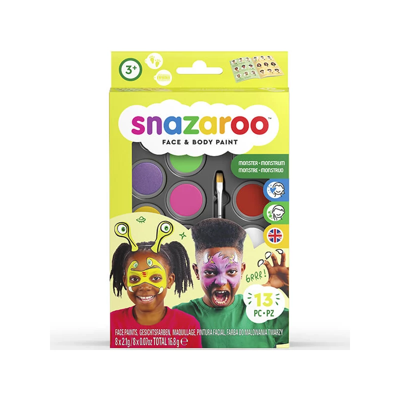 Set de vopsea pentru pictura pe față Snazaroo - Monștri, extratereștri