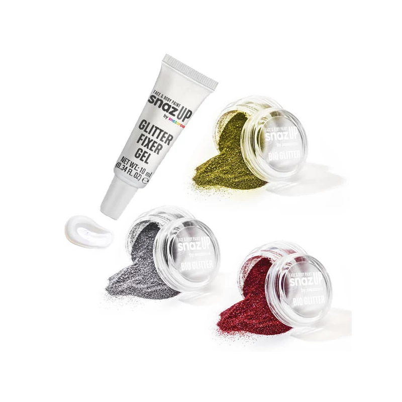 Snazaroo Bio Glitter Fine Set glitter pudră cu gel de fixare