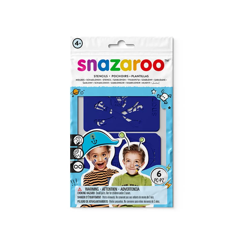 Șablon de pictură pe față Snazaroo, 6 modele - Adventure, pentru băieți