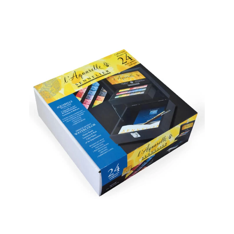 Set Culori acuarelă  Sennelier, 24xrecipient de 1/2  + accesorii