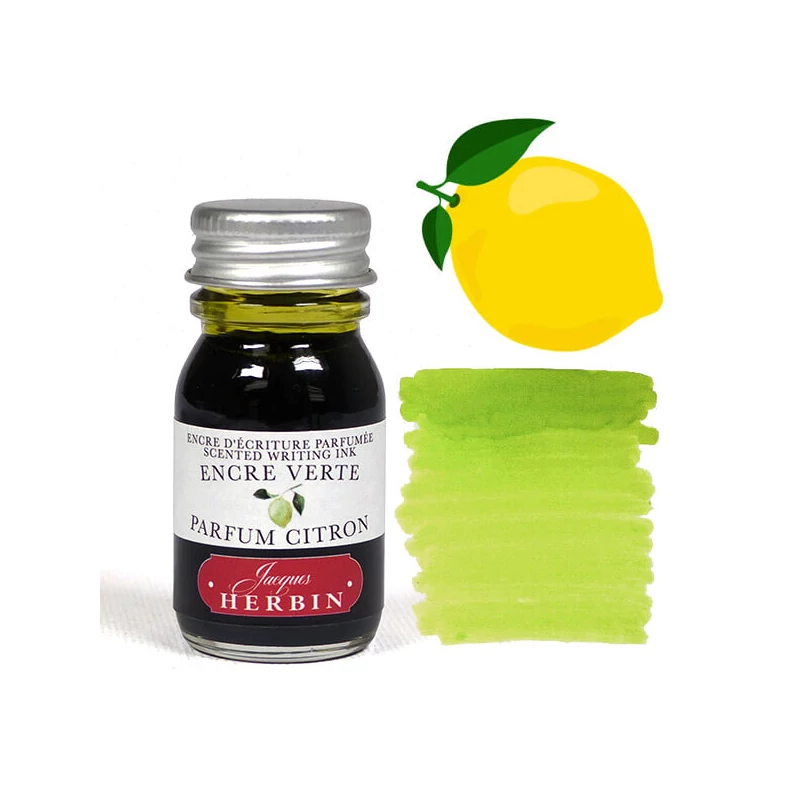 Cerneală parfumată, J. Herbin, 10 ml - cerneală verde, parfum de lămâie