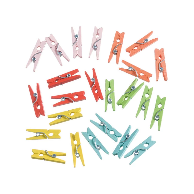 Cleme lemn , 30 mm, 24 buc - culori mixte