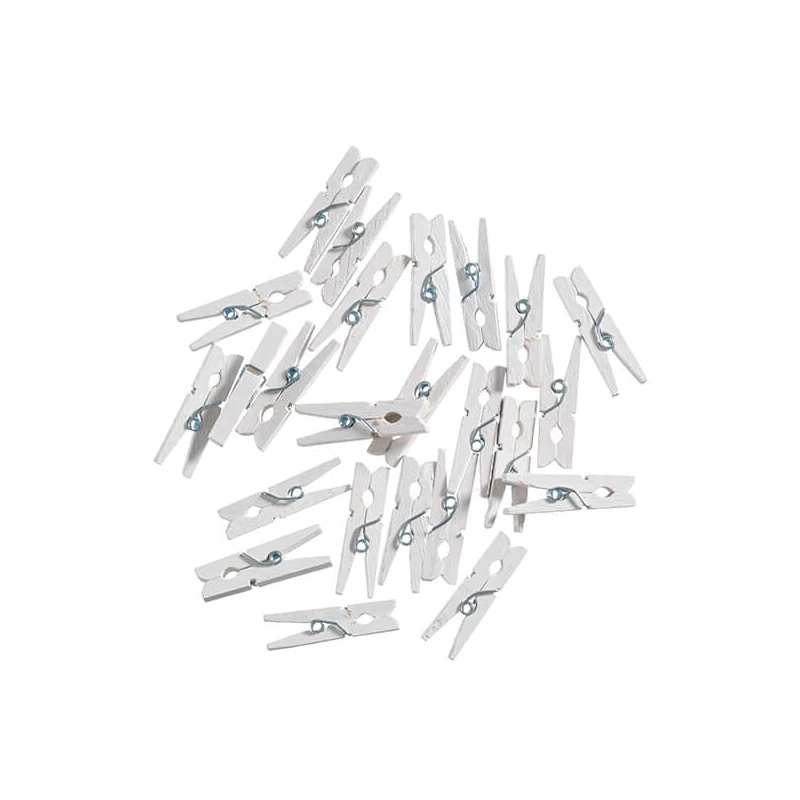 Cleme lemn , 30 mm, 24 buc - alb