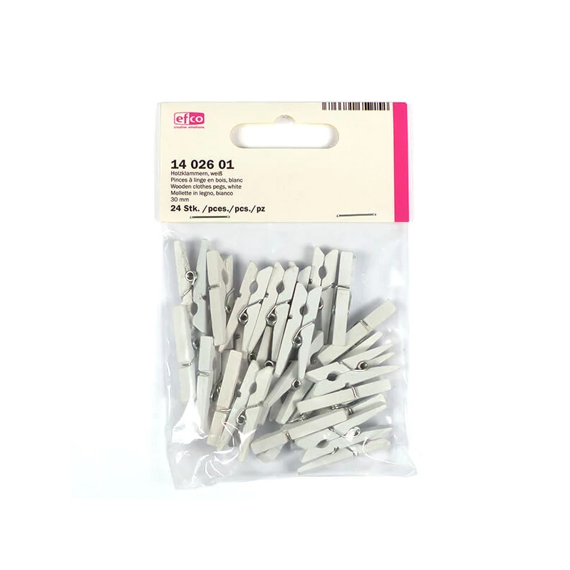 Cleme lemn , 30 mm, 24 buc - alb