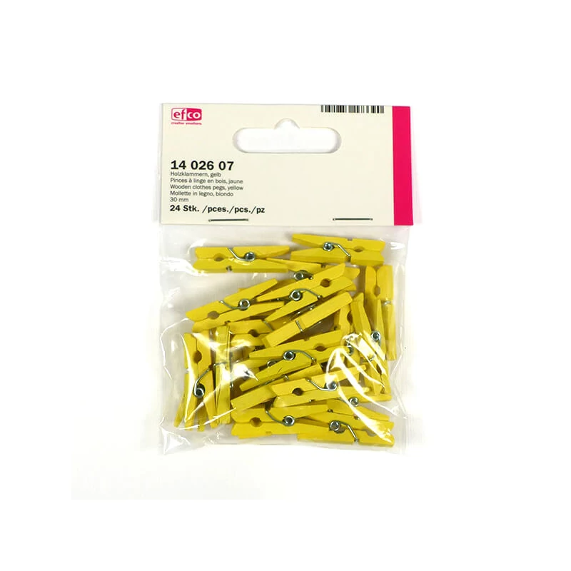 Cleme lemn , 30 mm, 24 buc - galben