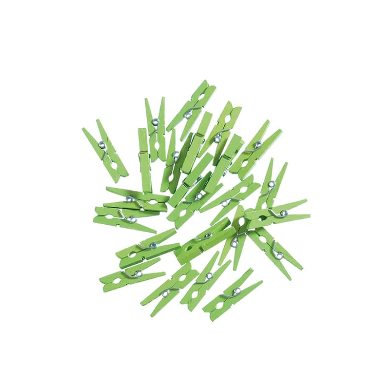 Cleme lemn , 30 mm, 24 buc - verde deschis