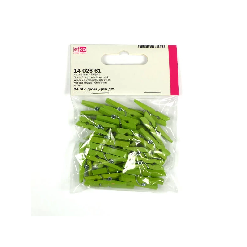 Cleme lemn , 30 mm, 24 buc - verde deschis