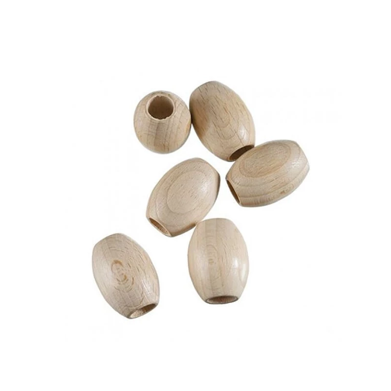 Mărgele din lemn, oval, 22x30 mm, 6 buc., natural
