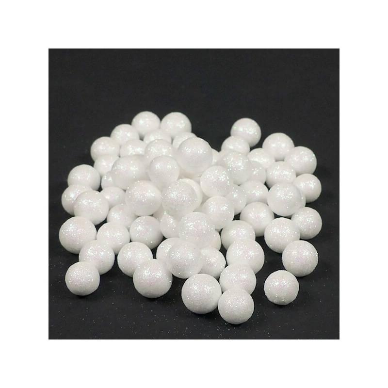Hungarocell (styrofoam) boabe, 1,5 cm - sclipici alb