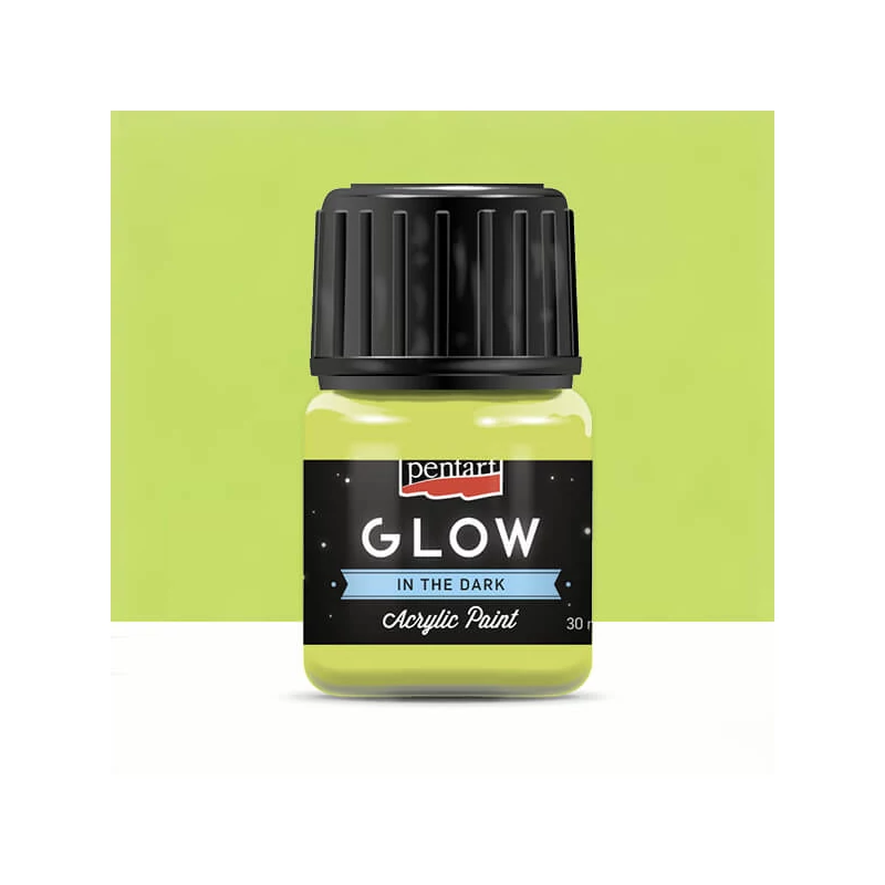 Vopsea acrilică Pentart Glow care strălucește în întuneric, 30 ml - verde lime