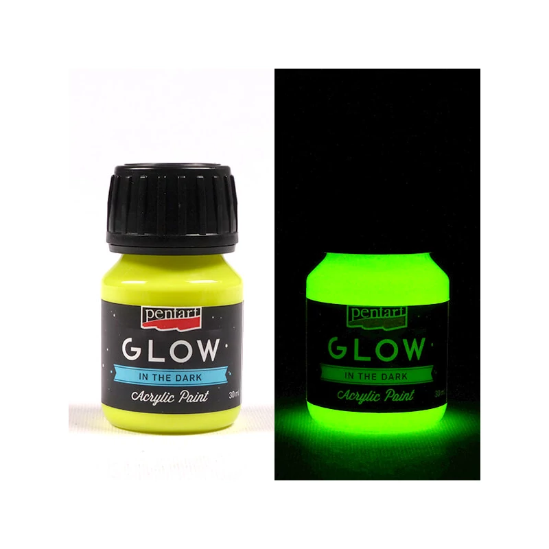 Vopsea acrilică Pentart Glow care strălucește în întuneric, 30 ml - verde lime