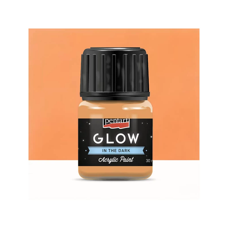 Vopsea acrilică Pentart Glow care strălucește în întuneric, 30 ml - portocaliu