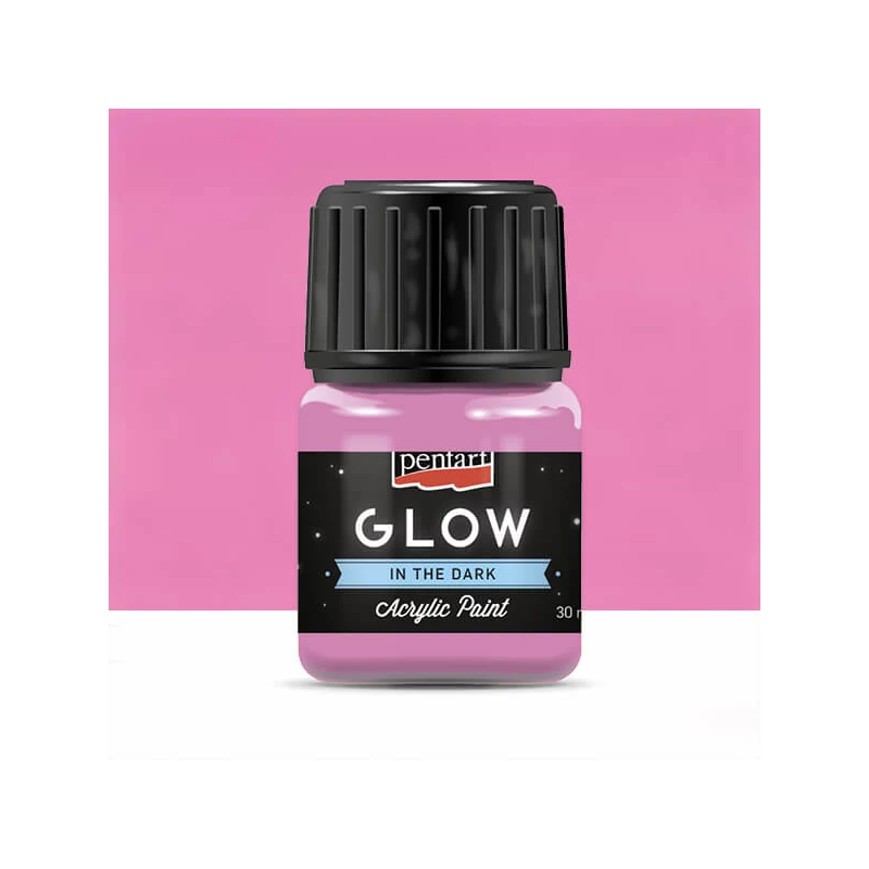 Vopsea acrilică Pentart Glow care strălucește în întuneric, 30 ml - roz