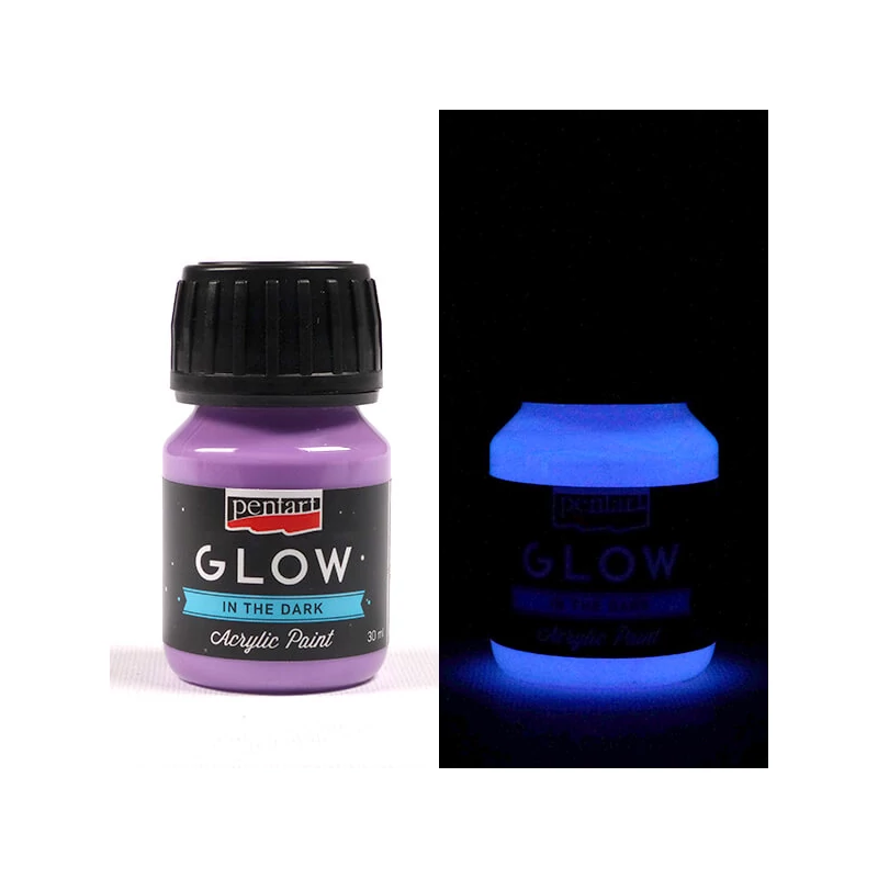Vopsea acrilică Pentart Glow care strălucește în întuneric, 30 ml - violet