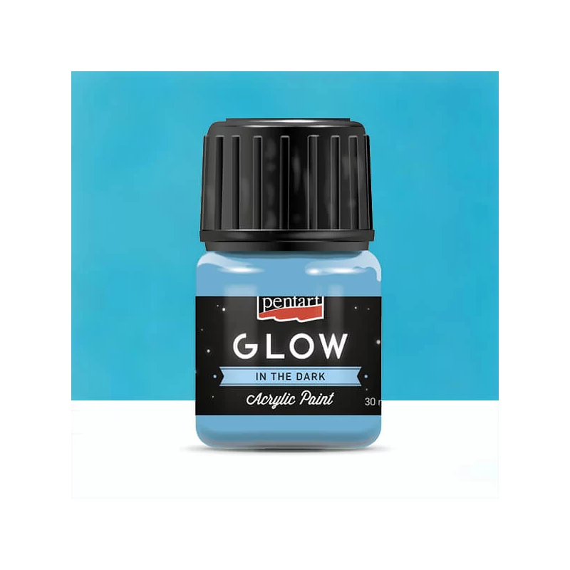 Vopsea acrilică Pentart Glow care strălucește în întuneric, 30 ml - albastru