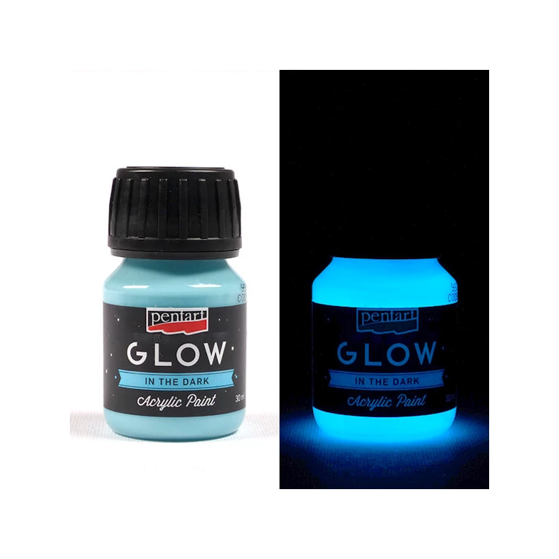 Vopsea acrilică Pentart Glow care strălucește în întuneric, 30 ml - albastru