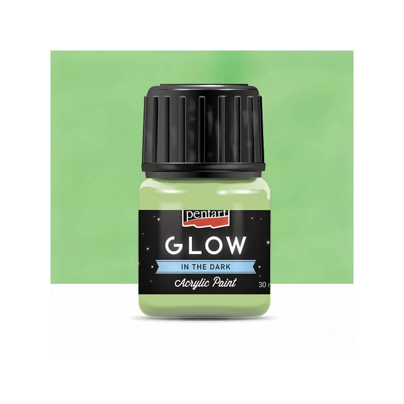 Vopsea acrilică Pentart Glow care strălucește în întuneric, 30 ml - verde